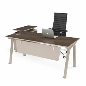 Conjunto Evo space amp Prestige escritorio con armario móvil y silla ergonómica de piel ecológica negra ajustable