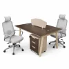 Conjunto Nova 2 &amp Calvena escritorio para 2 puestos con armarios móviles y silla ergonómica reclinable