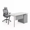 Conjunto Serenity & ErgoAir - Escritorio con armario lateral y silla de oficina ergonómica con soporte lumbar