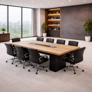 Conjunto de Escritorio Directorial 1800900750 mm con armario lateral móvil y Mesa de Conferencia