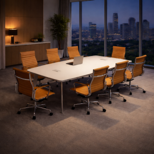 Conjunto de Oficina Ejecutiva mesa de conferencia y silla ergonómica de cuero ecológico – Diseño premium y ergonomía