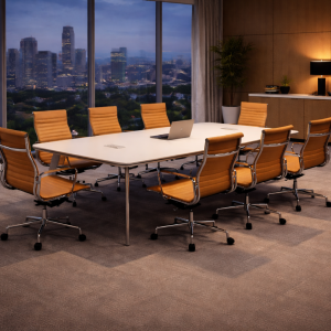 Conjunto de Oficina Ejecutiva mesa de conferencia y silla ergonómica de cuero ecológico – Diseño premium y ergonomía