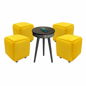 Conjunto de mobiliario con mesa inteligente con Bluetooth 5.0 sistema de audio de 20W y carga inalámbrica