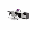 Conjunto de oficina completo – Escritorio con mueble lateral y silla ergonómica