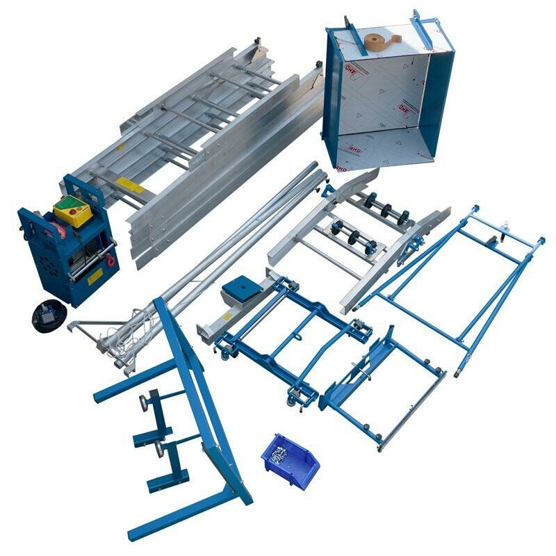 Elevador eléctrico de aluminio altura maxima 18 m con angulo variable + carro de transporte para paneles fotovoltaicos + carro de transporte de carga 4
