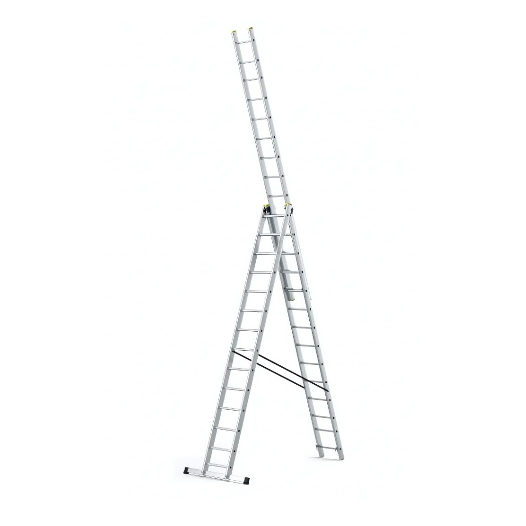 Escalera profesional de aluminio 3 tramos 3 x 14 peldaños 1 Escalera profesional de aluminio 3 tramos 3 x 14 peldaños
