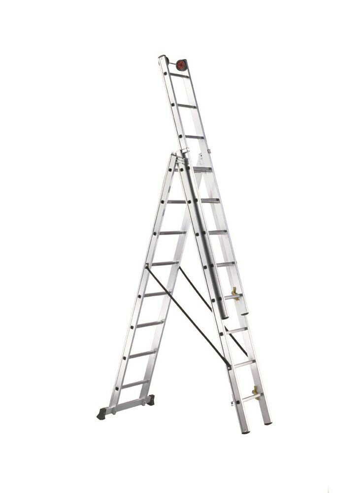 Escalera profesional de aluminio 3 tramos 3 x 8 peldaños 1 Escalera profesional de aluminio 3 tramos 3 x 8 peldaños