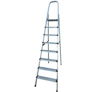 Escalera profesional plegable de aluminio – 8 peldaños – Estructura metálica resistente