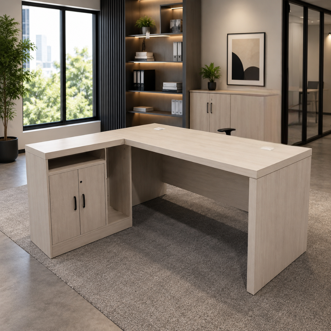 Escritorio directivo Valente con armario lateral móvil – dimensiones 1800x800x750 mm 3