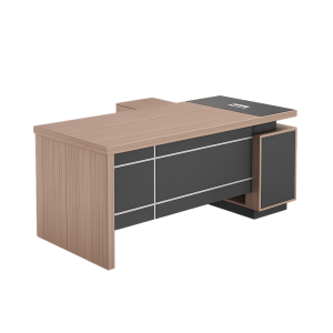 Escritorio ejecutivo SMART HEATER estructura de melamina y panel frontal marrón gris