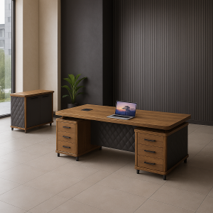 Escritorio ejecutivo y cuerpo lateral con dos puertas mininevera diseño moderno y elegante