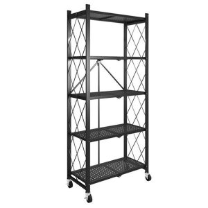 Estantería de almacenamiento metálica negra con 5 niveles dimensiones 71x38x160 cm