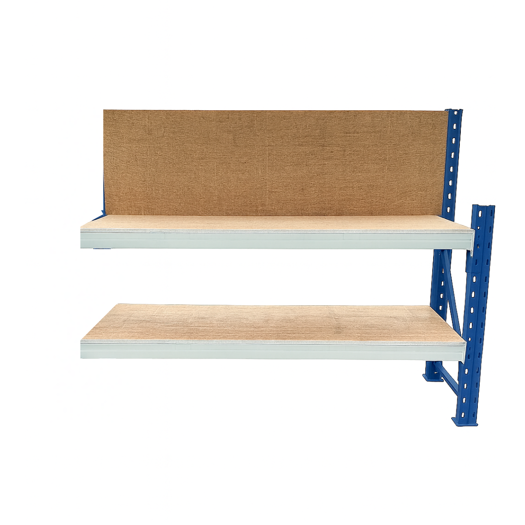 Extensión de mesa de trabajo industrial con panel de contrachapado Extensión de mesa de trabajo industrial con panel de contrachapado
