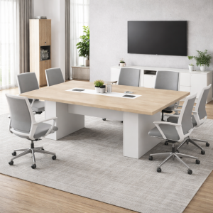 Mesa de conferencia 21-MM15 200x100x750 cm Encimera de 50 mm MDP Melaminado E1 Blanco