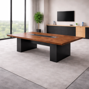 Mesa de conferencia 21-MM30 200x100 cm tablero de 50 mm melamina E1 110-30 - madera natural y gris antracita