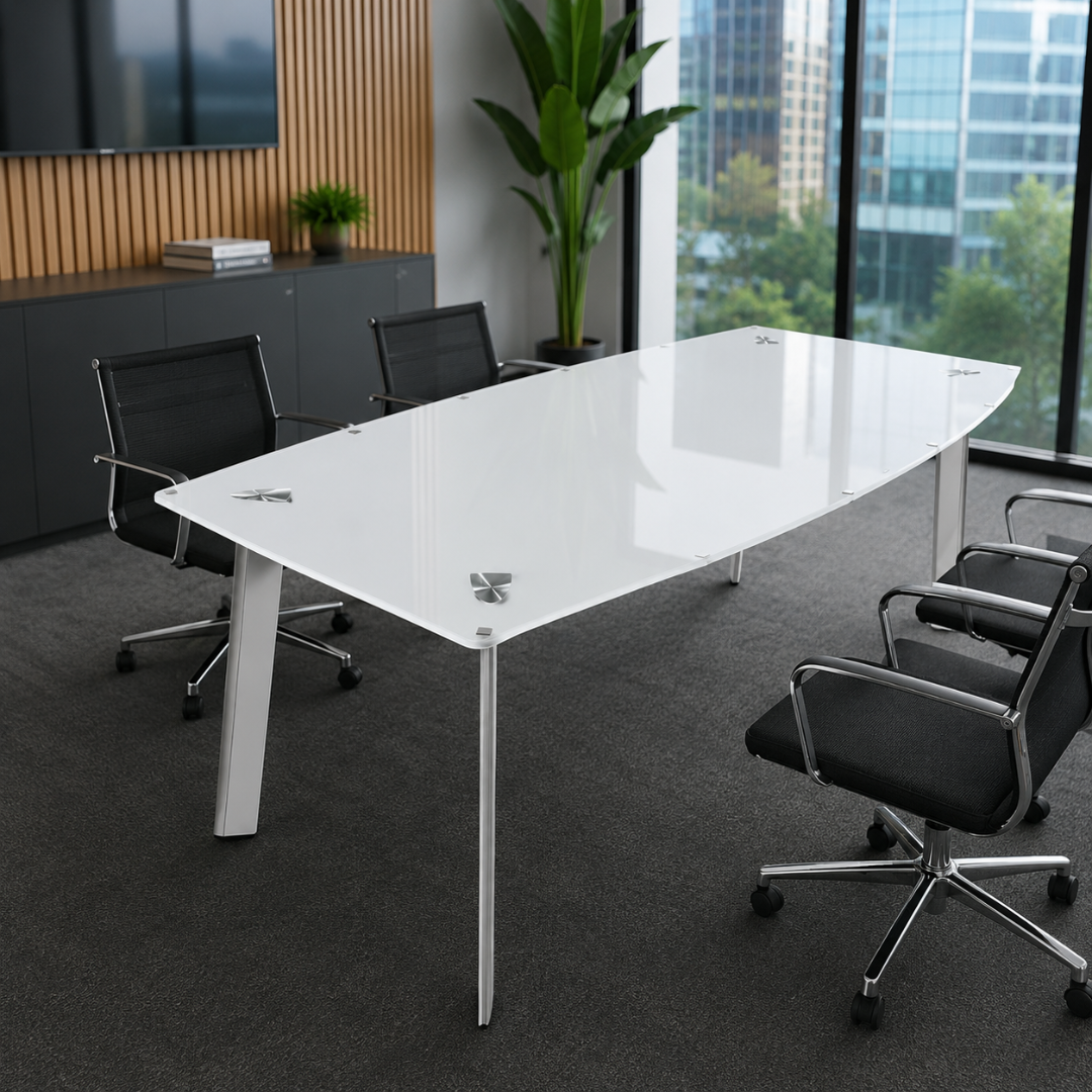 Mesa de conferencias Noble Line, de vidrio templado – dimensiones 2400x1200x750 1 Mesa de conferencias Noble Line, de vidrio templado - dimensiones 2400x1200x750
