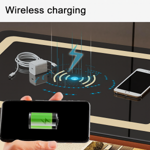 Mesita de noche inteligente con carga inalámbrica LED y 1 cajón de almacenamiento