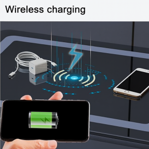 Mesita de noche inteligente con carga inalámbrica LED y 1 cajón de almacenamiento