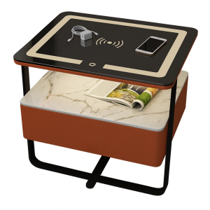 Mesita de noche inteligente con carga inalámbrica LED y 1 cajón de almacenamiento