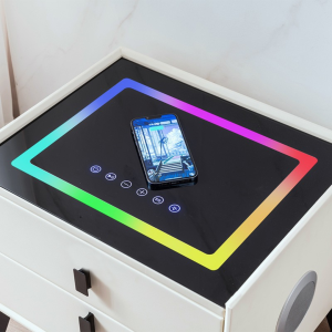 Mesita de noche inteligente con carga inalámbrica e iluminación LED