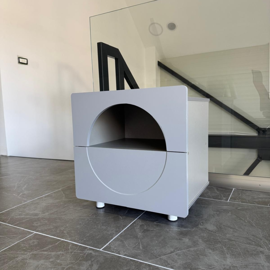 Mesita de noche moderna minimalista con espacio de almacenamiento – gris 1