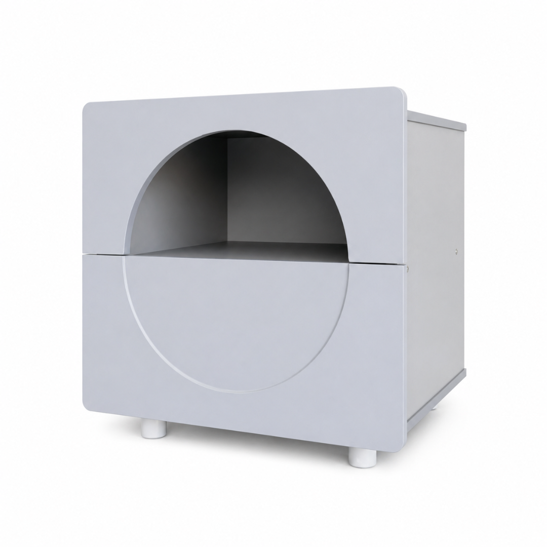 Mesita de noche moderna minimalista con espacio de almacenamiento – gris Mesita de noche moderna minimalista con espacio de almacenamiento – gris