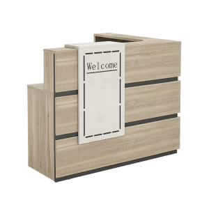 Mostrador de recepción SMART HEATER con cajón móvil W1400D1200H1050 – roble claro