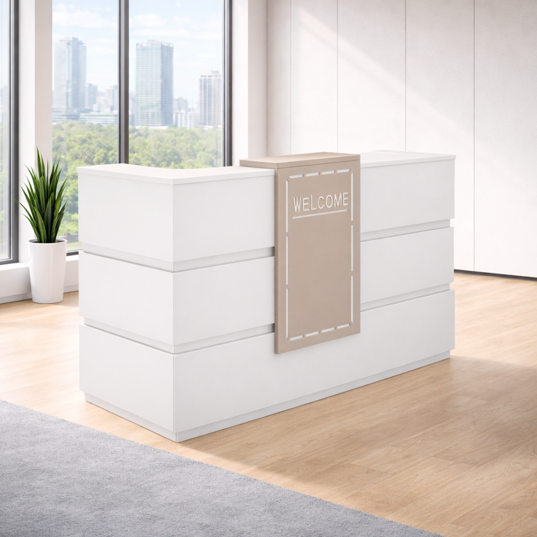 Mostrador de recepción SMART HEATER – material melamina W1600D600H1050 blanco 2 Mostrador de recepción SMART HEATER – material melamina W1600D600H1050 blanco