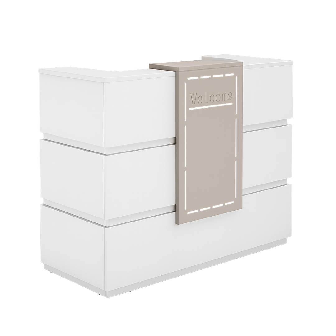 Mostrador de recepción SMART HEATER – material melamina W1600D600H1050 blanco Mostrador de recepción SMART HEATER – material melamina W1600D600H1050 blanco