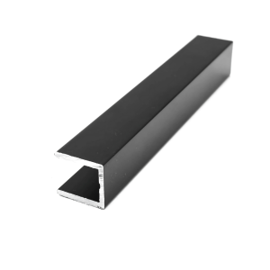 Perfil de marco de aluminio tipo U para vidrio - Negro