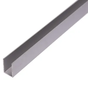 Perfil de marco de aluminio tipo U para vidrio - Plata