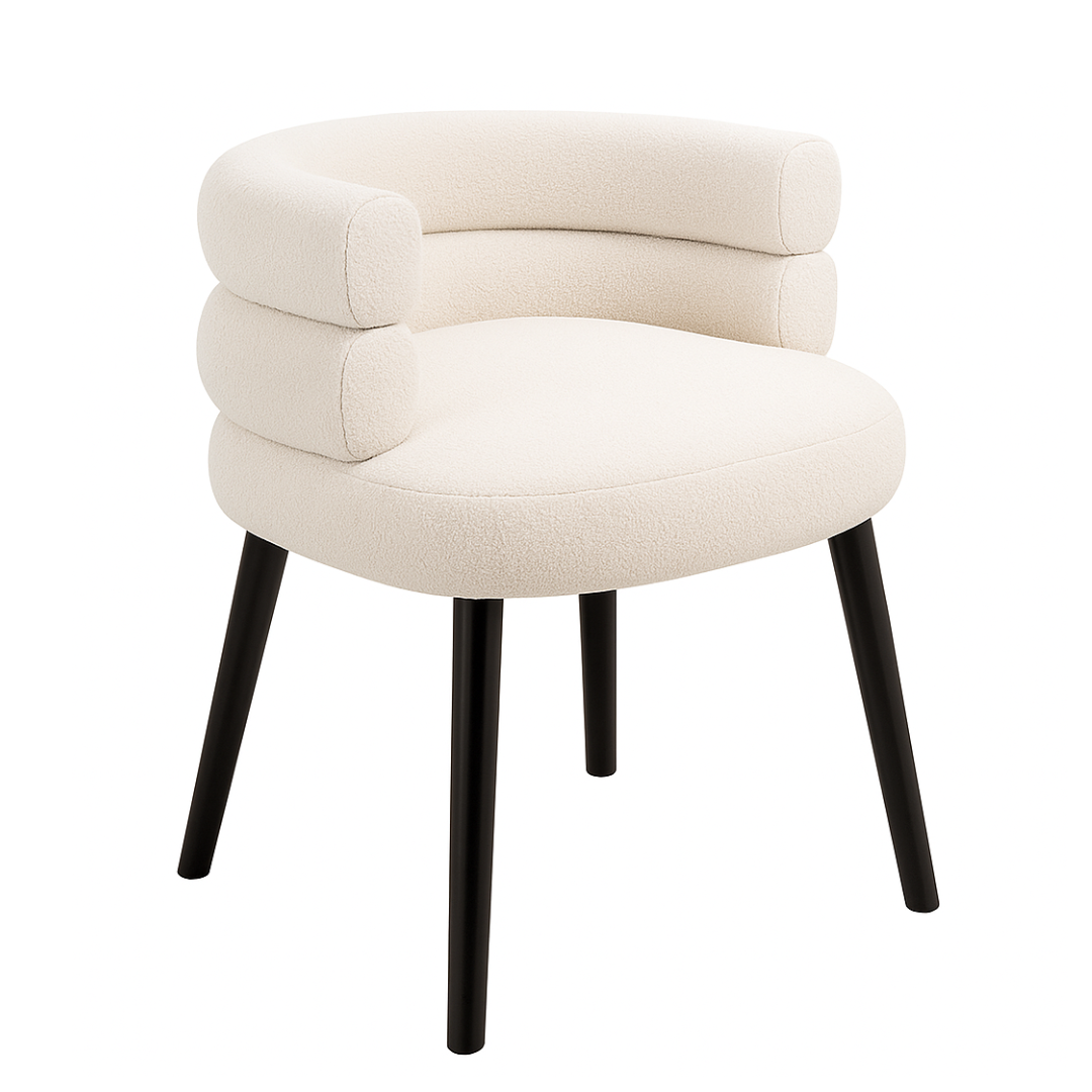 Silla LUNA – moderna redonda tapizada en tela y con patas de hierro Silla LUNA – moderna redonda tapizada en tela y con patas de hierro