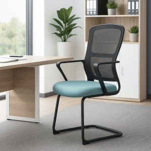 Silla de oficina ergonómica con estructura metálica y respaldo de malla – W550D600H1050