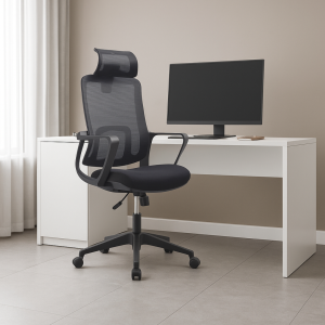 Silla de oficina ergonómica con reposacabezas ajustable