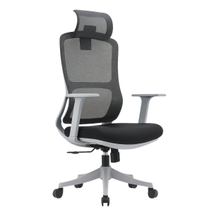 Silla de oficina ergonómica con reposacabezas ajustable y soporte lumbar regulable