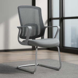 Silla de oficina ergonómica con respaldo de malla y base cromada