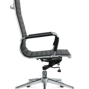 Silla de oficina ergonómica regulable fabricada en cuero ecológico y estructura de aluminio