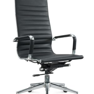 Silla de oficina ergonómica regulable fabricada en cuero ecológico y estructura de aluminio