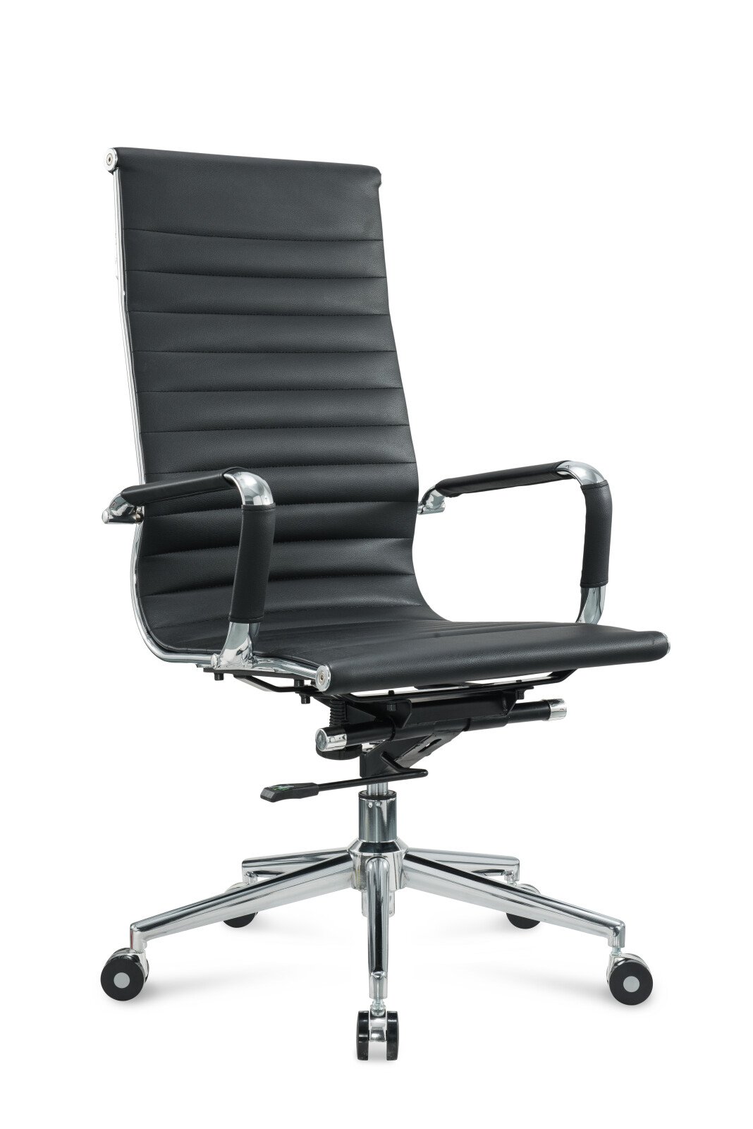 Silla de oficina ergonómica regulable fabricada en cuero ecológico y estructura de aluminio Silla de oficina ergonómica regulable fabricada en cuero ecológico y estructura de aluminio