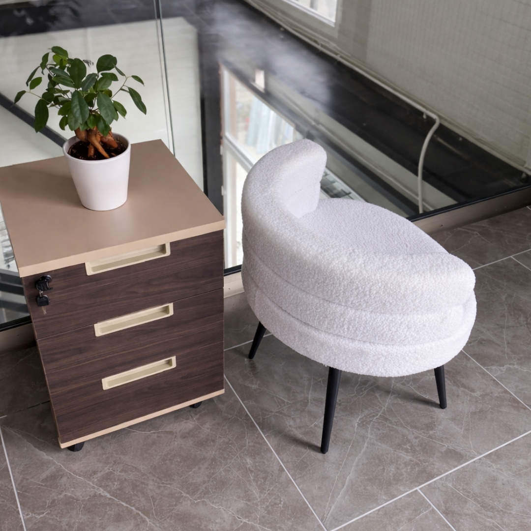 Sillón moderno bouclé blanco – diseño elegante con respaldo curvo 5 Sillón moderno bouclé blanco – diseño elegante con respaldo curvo