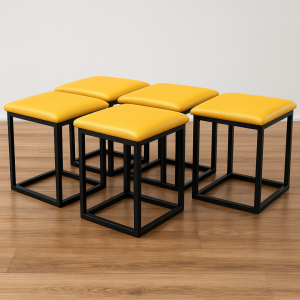 Taburete multifuncional 5 en 1 de PU y látex – amarillo