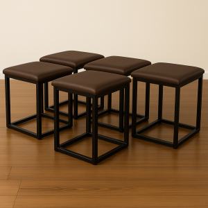 Taburete multifuncional 5 en 1 de PU y látex – marrón