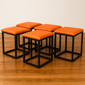 Taburete multifuncional 5 en 1 de PU y látex – naranja