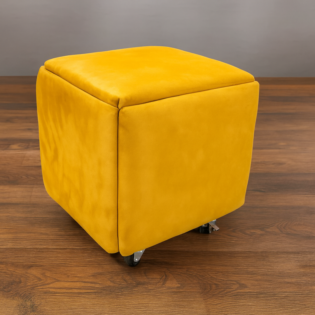 Taburete multifuncional 5 en 1 de terciopelo – color amarillo 1 Taburete multifuncional 5 en 1 de terciopelo – color amarillo