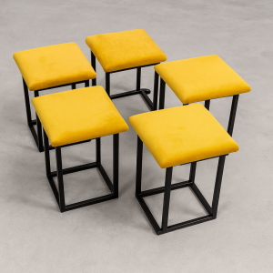 Taburete multifuncional 5 en 1 de terciopelo – color amarillo