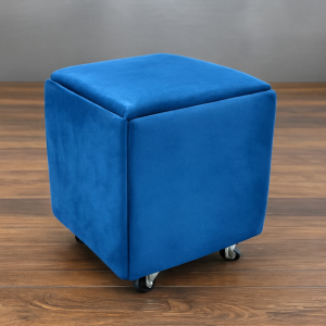 Taburete multifuncional 5 en 1 de terciopelo – color azul