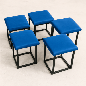 Taburete multifuncional 5 en 1 de terciopelo – color azul