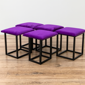 Taburete multifuncional 5 en 1 de terciopelo – color morado