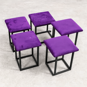 Taburete multifuncional 5 en 1 de terciopelo – color morado