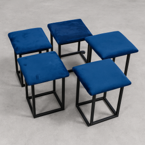 Taburete multifuncional 5 en 1 de terciopelo – color navy